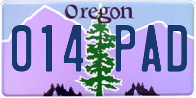 OR license plate 014PAD