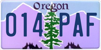 OR license plate 014PAF
