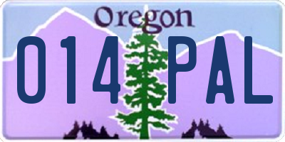 OR license plate 014PAL