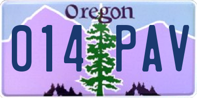 OR license plate 014PAV