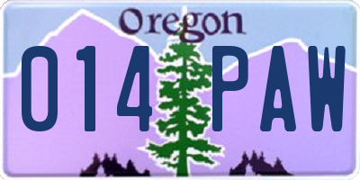 OR license plate 014PAW