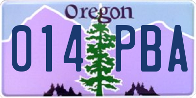 OR license plate 014PBA