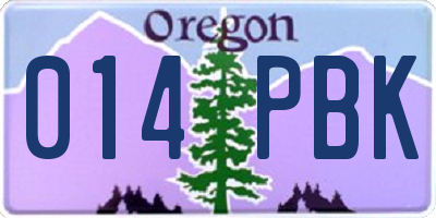 OR license plate 014PBK