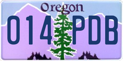 OR license plate 014PDB