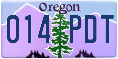 OR license plate 014PDT