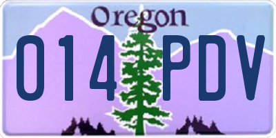 OR license plate 014PDV