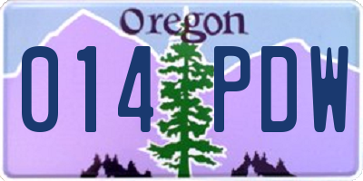 OR license plate 014PDW