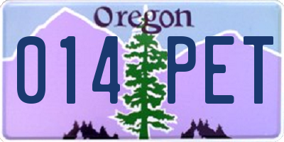 OR license plate 014PET
