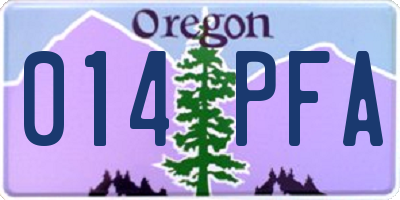 OR license plate 014PFA