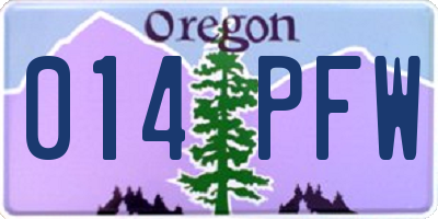 OR license plate 014PFW