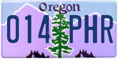 OR license plate 014PHR