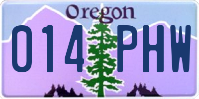 OR license plate 014PHW