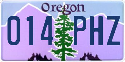 OR license plate 014PHZ