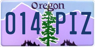OR license plate 014PIZ