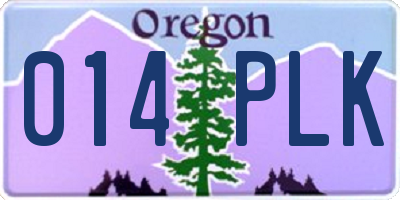 OR license plate 014PLK