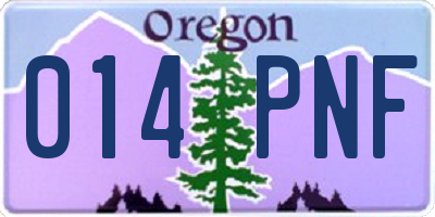 OR license plate 014PNF