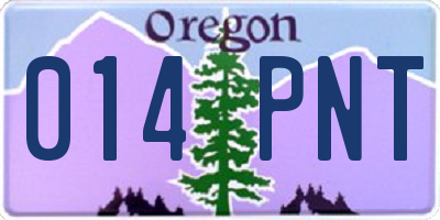 OR license plate 014PNT