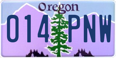 OR license plate 014PNW
