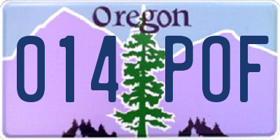 OR license plate 014POF