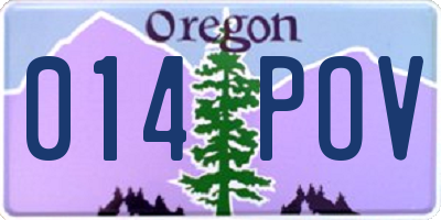 OR license plate 014POV