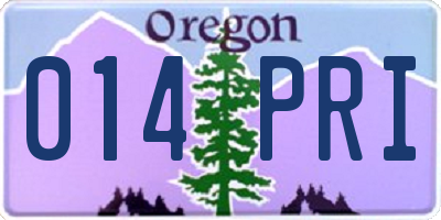 OR license plate 014PRI