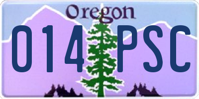 OR license plate 014PSC