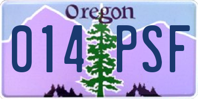 OR license plate 014PSF
