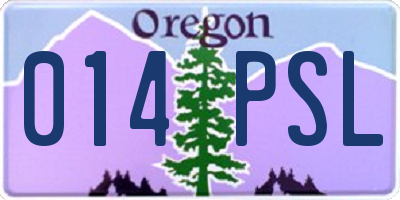 OR license plate 014PSL