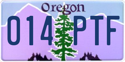 OR license plate 014PTF