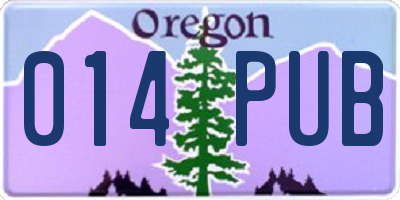 OR license plate 014PUB