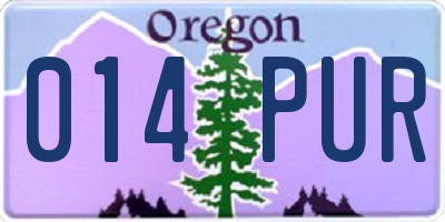 OR license plate 014PUR