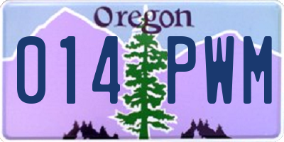 OR license plate 014PWM