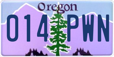 OR license plate 014PWN