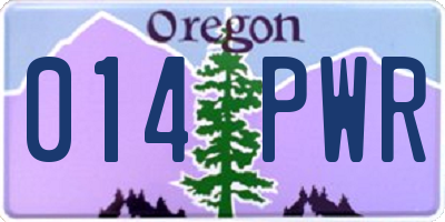 OR license plate 014PWR