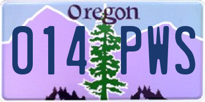 OR license plate 014PWS