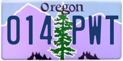OR license plate 014PWT
