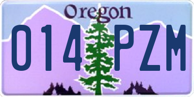 OR license plate 014PZM