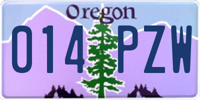 OR license plate 014PZW