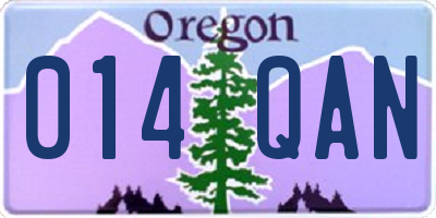 OR license plate 014QAN