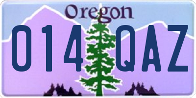 OR license plate 014QAZ