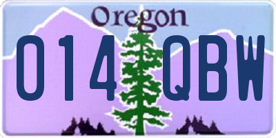 OR license plate 014QBW