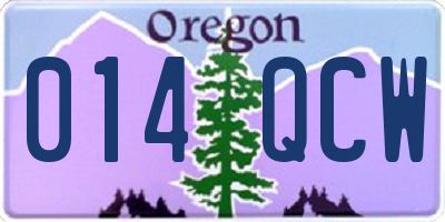 OR license plate 014QCW