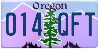 OR license plate 014QFT