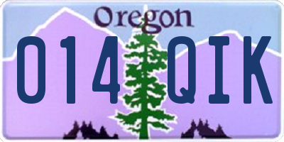 OR license plate 014QIK