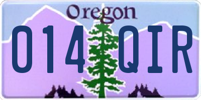 OR license plate 014QIR