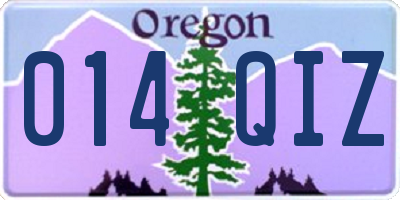 OR license plate 014QIZ