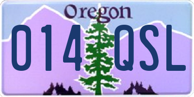 OR license plate 014QSL