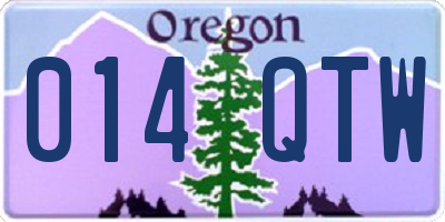 OR license plate 014QTW
