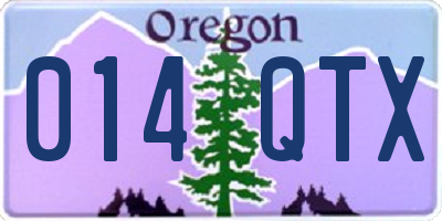 OR license plate 014QTX