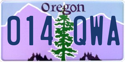OR license plate 014QWA